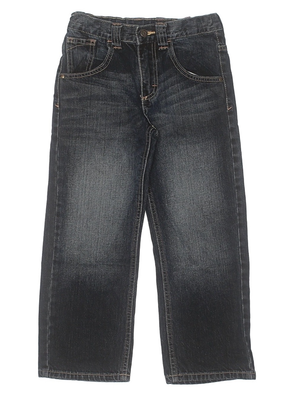 WRANGLER Boy’s Distressed Dark Wash Straight Leg Jeans Cotton 7 Regular